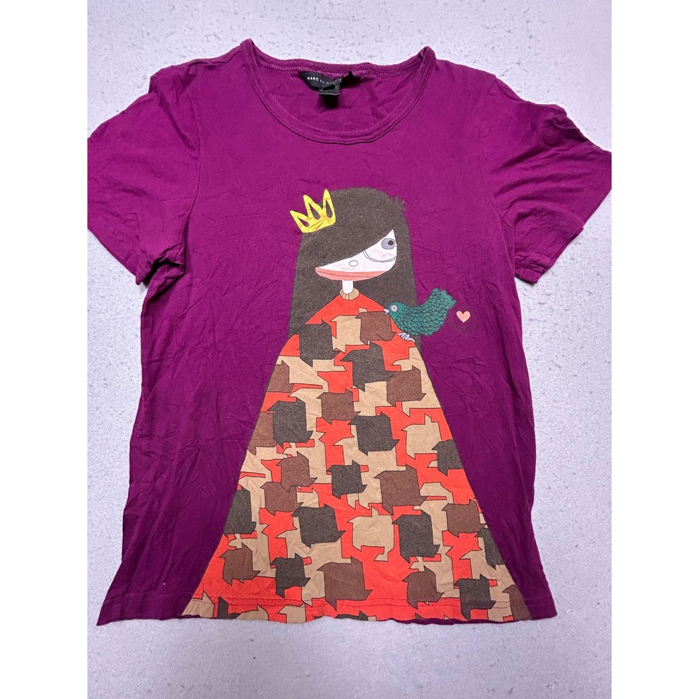 Marc by Marc Jacobs T Shirt Cotton Purple Graphic Print Large Womens
